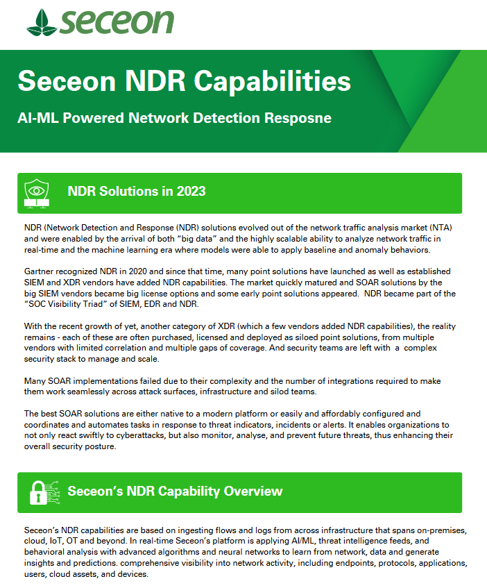 Seceon NDR Capabilities